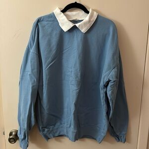 J Galt Brandy Melville Oversized Collared Sweater Baby Blue One Size